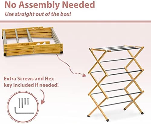 Bamboo wooden folding clothes drying rack — photo 3