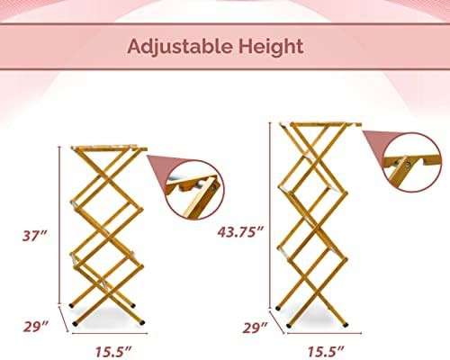 Bamboo wooden folding clothes drying rack — photo 4