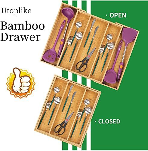 Bamboo expandable kitchen drawer dish drainer — photo 3