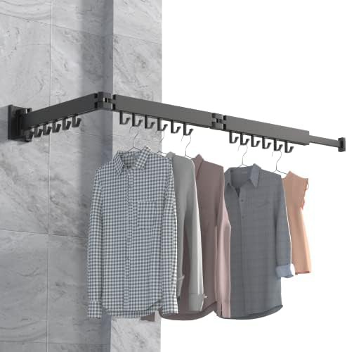 Black aluminum tri fold hook rack