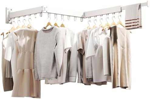 Collapsible aluminum wall mounted clothes rack