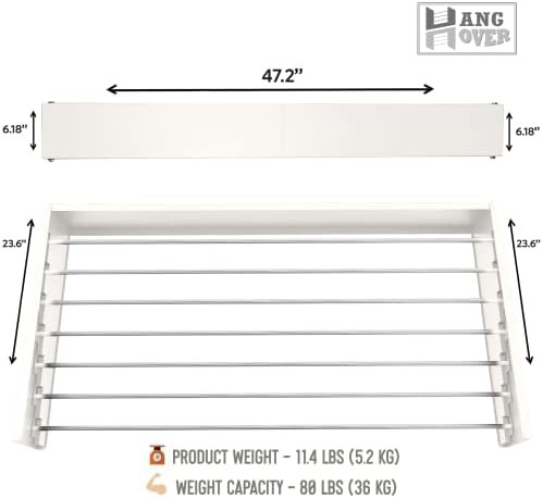 White wall mounted foldable drying rack — photo 3