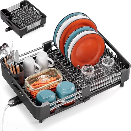 Small obsidian expandable dish drying rack