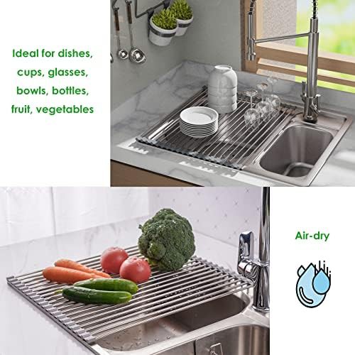Roll up stainless steel over sink rack — photo 3