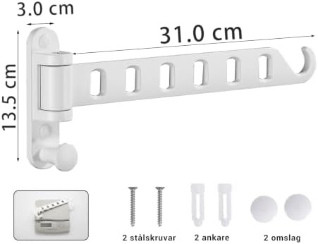 Wall mounted white aluminum folding drying arm — photo 4