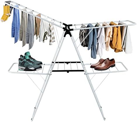 Foldable two tier clothing rack