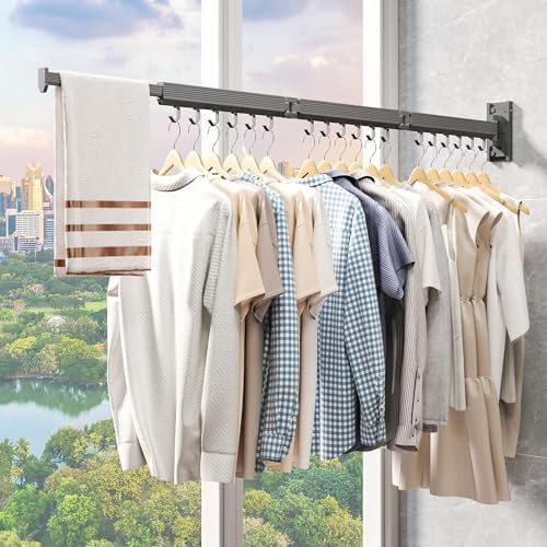 Grey wall mounted retractable laundry rack — photo 3