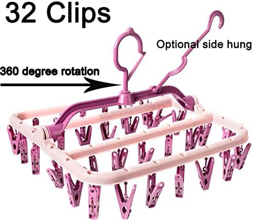 Pink plastic hanger with 32 clips — photo 3