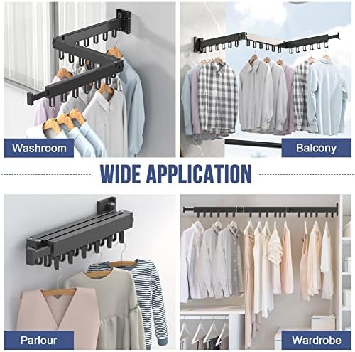 White tri-fold wall mounted laundry rack — photo 5