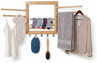 Bamboo wall mount swivel arm rack