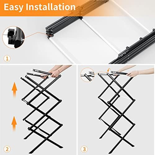 White freestanding foldable clothes drying rack — photo 3
