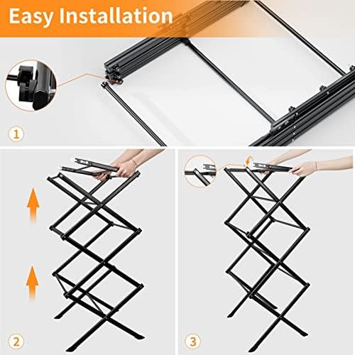 Black freestanding foldable clothes drying rack — photo 3