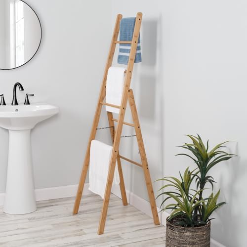 Natural bamboo laundry ladder rack — photo 3