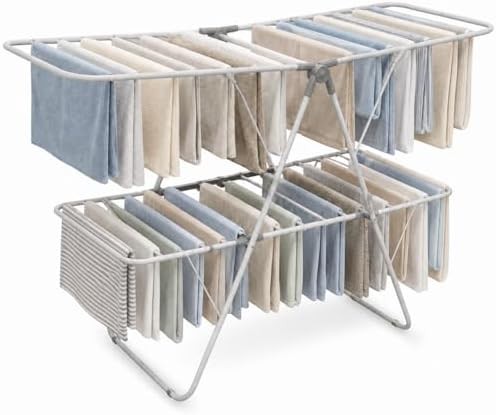 White two tier heavy duty folding rack
