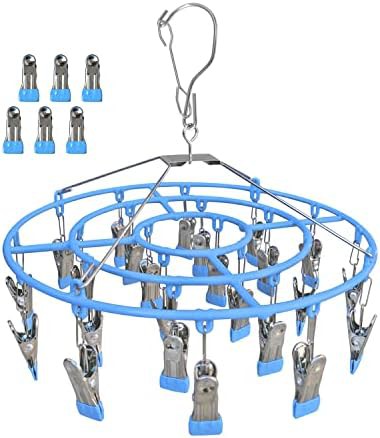 Blue stainless steel 24 clip laundry hanger