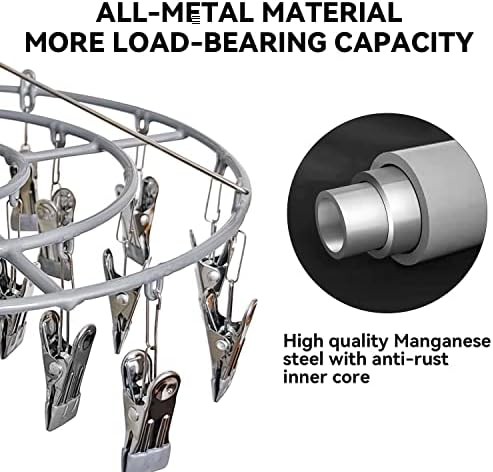 Gray stainless steel 24 clip laundry hanger — photo 4