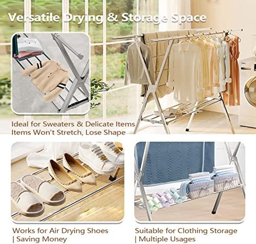 Two tier stainless steel clothes drying rack 84 in — photo 3