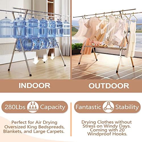 Two tier stainless steel clothes drying rack 84 in — photo 4