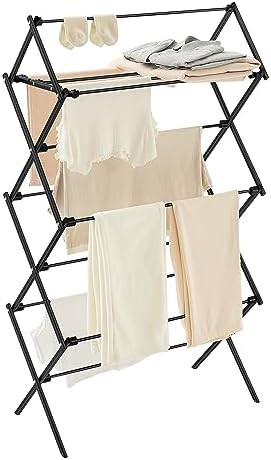 Vertical foldable three tier laundry rack