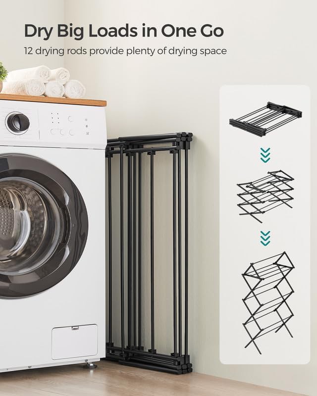 Vertical foldable three tier laundry rack — photo 4