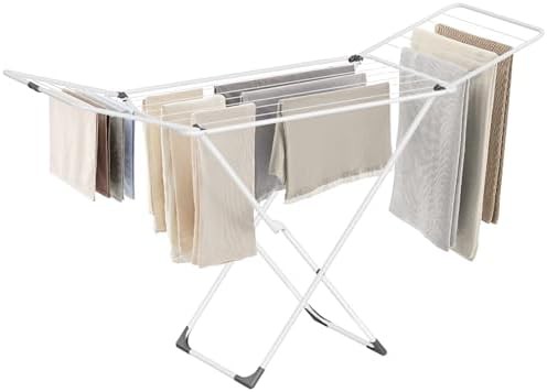 Steel frame foldable rack with two gullwings