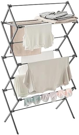 Compact foldable indoor clothes rack