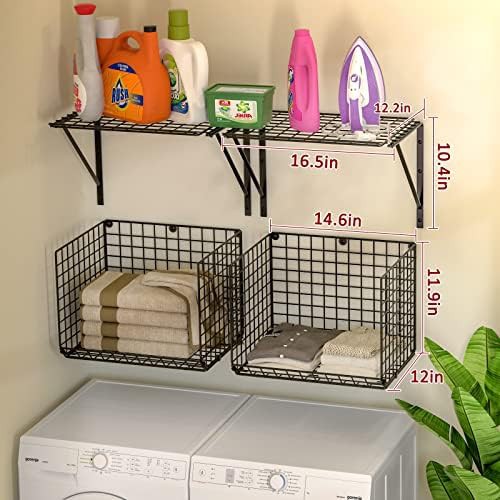 Black wire basket laundry room shelf — photo 3