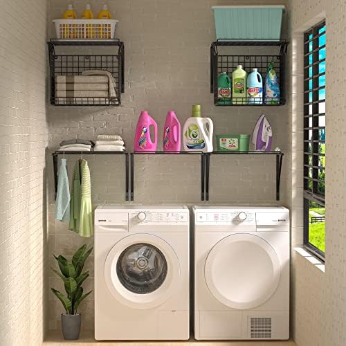 Black wire basket laundry room shelf — photo 5