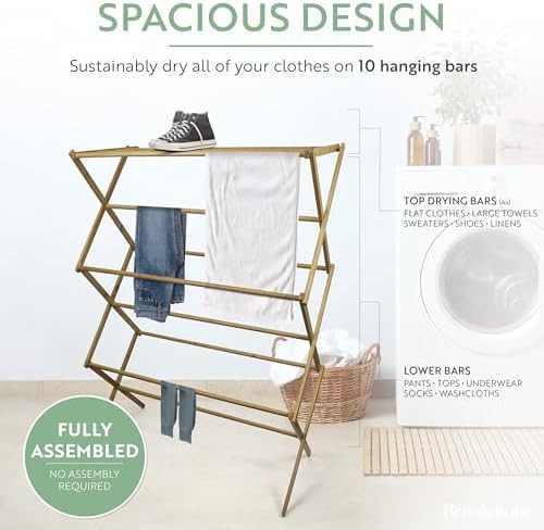 Eco friendly bamboo collapsible laundry hanger — photo 3
