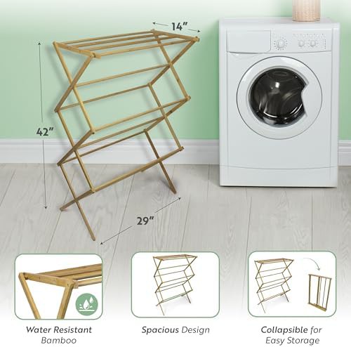 Eco friendly bamboo collapsible laundry hanger — photo 4