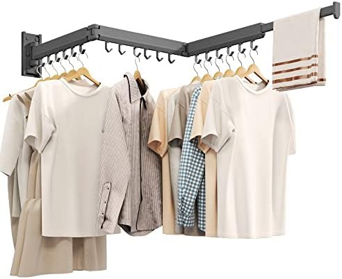 Grey retractable wall mount hanger rack