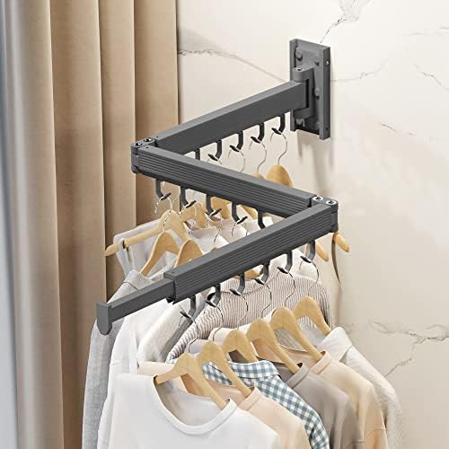 Grey retractable wall mount hanger rack — photo 4