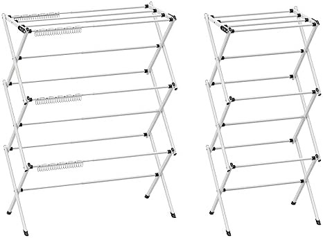 Black and white foldable clothing drying rack