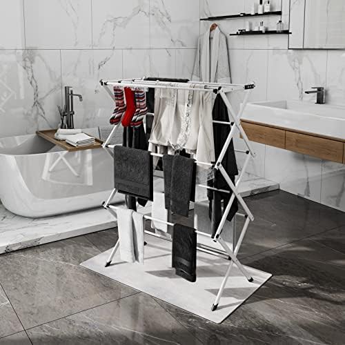 Black and white foldable clothing drying rack — photo 3