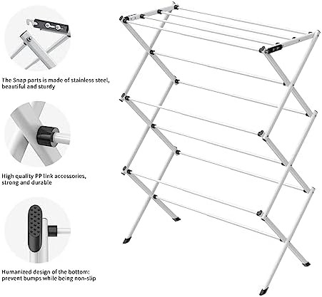 Black and white foldable clothing drying rack — photo 4