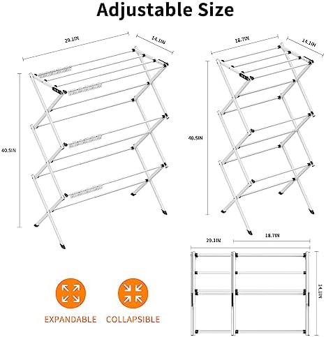 Black and white foldable clothing drying rack — photo 5