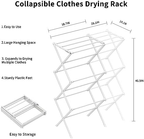 White foldable indoor and outdoor clothing drying rack — photo 3