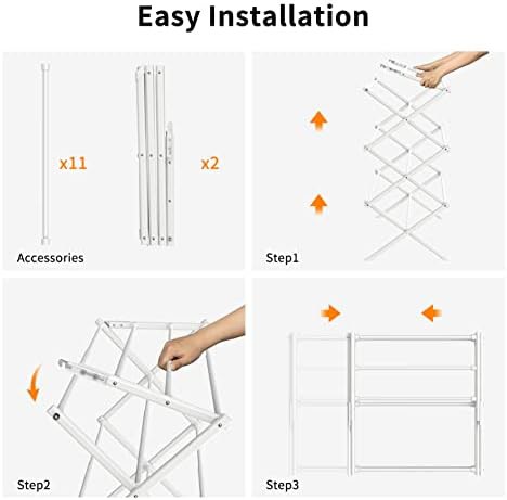 White foldable indoor and outdoor clothing drying rack — photo 5
