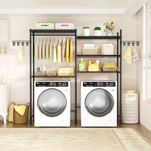 Large clothes drying rack over washer shelves — photo 3