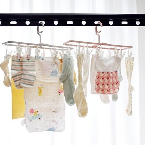 Grey portable folding hangers with clips — photo 3
