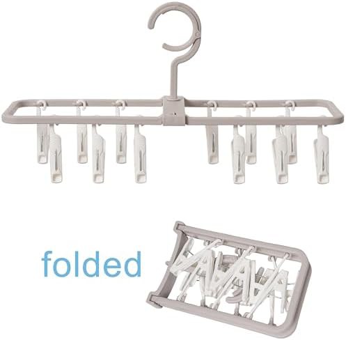 Grey portable folding hangers with clips — photo 5