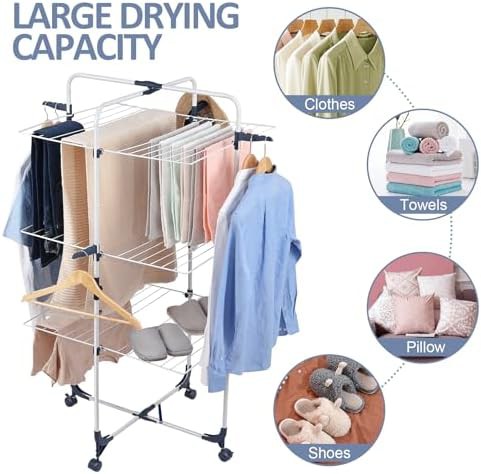 Three tier collapsible white garment drying station — photo 4