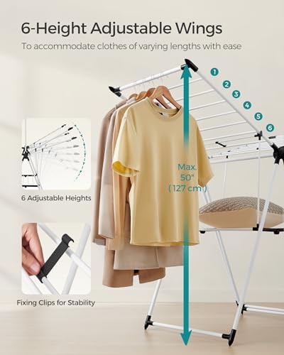 Freestanding two level foldable clothes airer — photo 3