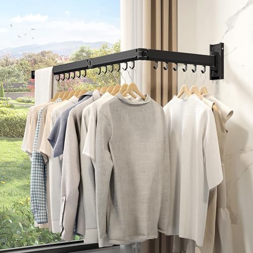 Black tri-fold rack with integrated hooks — photo 3