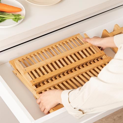 Freestanding three tier wooden dish drainer — photo 4