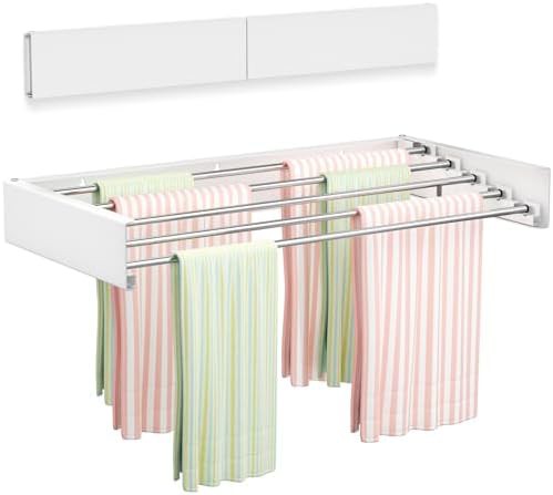 White 23.6-inch wall mounted clothes drying rack