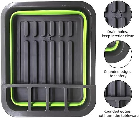Green foldable travel dish drying rack — photo 4