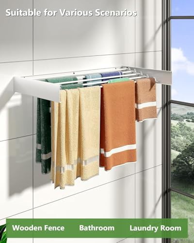 White retractable aluminum wall mounted rack — photo 4