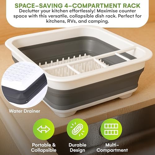 Gray collapsible dish and utensil drainer — photo 4