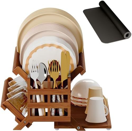 Three tier teak wood dish rack
